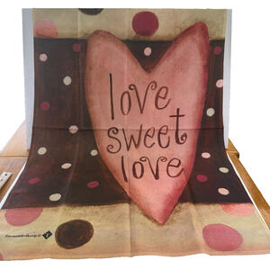 Bernadette Deming "Love Sweet Love" 27" x 39" Outdoor Yard Garden Flag Heart EUC
